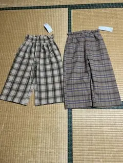 TOPVALU キッズ ハイウエストワイドパンツ 100-110cm 2枚セットのサムネイル