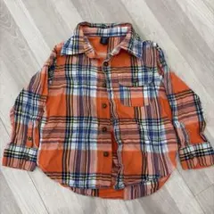 babyGap 100cm オレンジ チェック柄 長袖シャツ