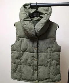 オリーブグリーン 襟高キルティングベスト M