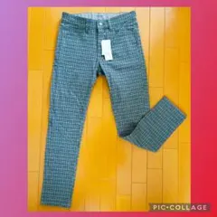 【新品タグ付】グローバルワーク　モーションテック　スリムパンツ　グレー　チェック