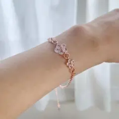 フラワーモチーフ ブレスレット　ピンクゴールド系