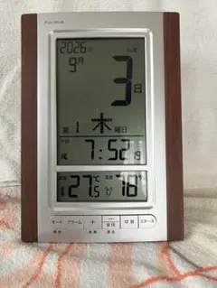 Formia 電波時計 置時計 温湿度計 木目調
