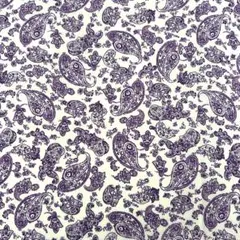 ㉚白×紫 パープル ペイズリー 綿ローン 110㎝×1m 生地