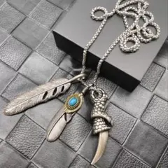 ネックレス アメカジ フェザー ネックレス 爪 メンズ チェーン ペンダント