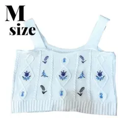 ビスチェ　M ホワイト　花柄　サマーニット　キャミソール　インナー　刺繍　ゎ