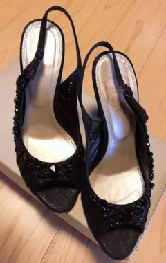 ストロベリーフィールズ パンプス サンダル ブラック 23cm