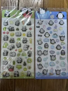 3Dデコシール　マスコット パンダ　ペンギン　２種セット