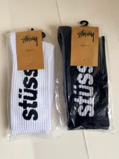 STUSSY ステューシー ソックス 靴下 2足セット ブラック ホワイト