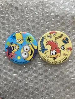 ミニオン　ウッディウッドペッカー　缶バッジ　2個セット　USJ 限定　かわいい