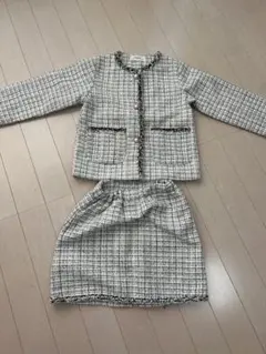 フォーマルスーツ 白黒チェック 120cm