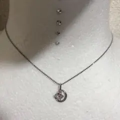 カラーストーン月形シルバーネックレス