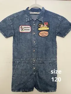 ミッキーマウス デニムオーバーオール　お揃いコーデ　size100、120