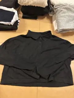 ZARA ブラック 長袖ポロシャツ