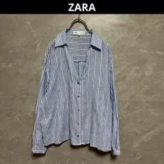 ZARA ストライプ シャツ ブラウス Vネック S