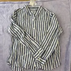 GLOBAL WORK フレンチリネン 薄手長袖ストライプシャツ タグ付き