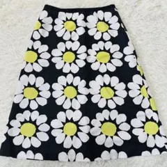 LAURA ASHLEY 花柄フレアスカート　リネンブレンド　7号/S