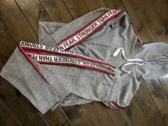 ZARA チェック柄 フードスウェットセットアップSザラ