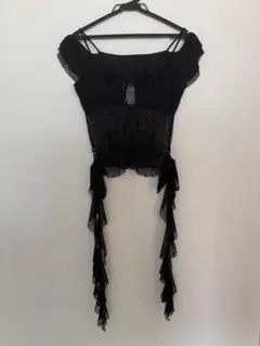 オフショル ブラック レース　胸切り替えビスチェ 風　フリル　クラゲ