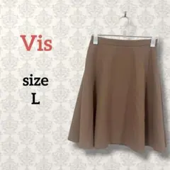 ビス【L】ミモレ丈フレアスカート ピンクベージュ オフィスカジュアル Vis