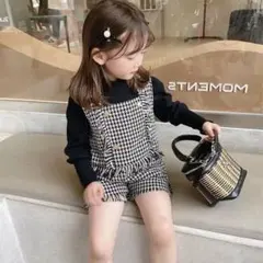 韓国風 女の子 ブラック セットアップ ワンピース フォーマル 入学式 卒園式