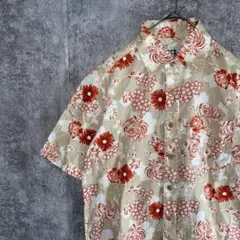 TK タケオキクチ　和柄シャツ　花柄 総柄シャツ　柄シャツ　半袖　日本製　M