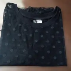 ドット柄透け感ブラックTシャツ