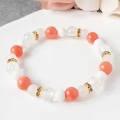 家庭円満＊ピンクコーラル×翡翠＊癒しのパワーストーンブレスレット＊大人可愛い