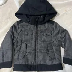 コムサ イズム 中綿コート グレーと黒のチェック柄 100