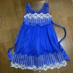 フォーマルドレス 150cm 青 レース装飾