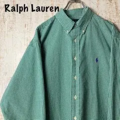 ラルフローレン チェック 長袖シャツ グリーン XL アメリカ古着