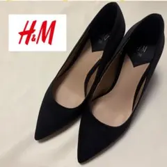 美品★H&M 黒 シック　チャンキーヒール　パンプス　ハイヒール 36