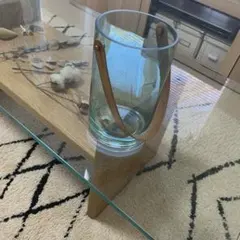 【中古品】ガラスフラワーベース(レザーハンドル付き)