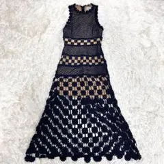 極美品　self-portrait レース　ロングワンピース　ネイビー　UK8