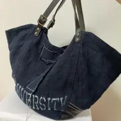 jupe トートバッグ ７ UNIVERSITY 肩かけ 日本製 紺色 本革