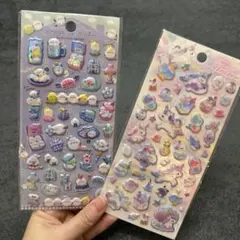 ぷっくりシール シマエナガ　ユニコーン　2枚セット　オーロラ