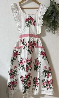 新品未使用★Valentino Garavani　花柄フリルエプロン　ピンク