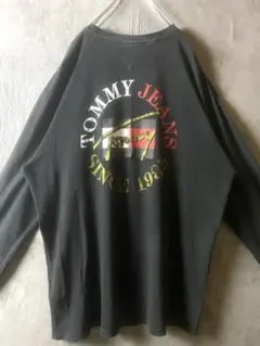 TOMMY JEANS 長袖Tシャツ バックロゴ 黒 XL 古着