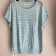 NATURAL BEAUTY BASIC 水色 半袖ニット サマーニットM