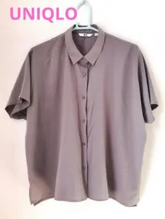 UNIQLOユニクロ　半袖　シャツブラウス　オーバーサイズ　グレー系　Lサイズ
