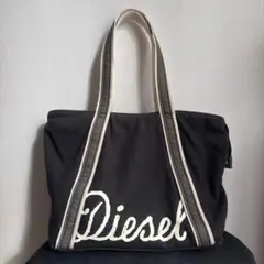 ディーゼル トートバッグ 黒 キャンバス　ブレイブマン　刻印　大容量　ロゴ