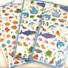 海洋生物の立体ステッカー 4枚セット シール 水族館