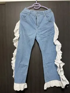 Candy stripperデニムパンツ フリル装飾 ライトブルーのサムネイル