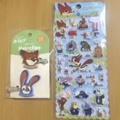 ズートピア　シール　前髪ピン　ヘアピン　ぷくぷくシール　セリア