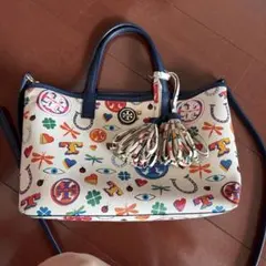 Tory Burch ハンドバッグ ショルダー 2way ラフィア 花柄刺繍 - メルカリ