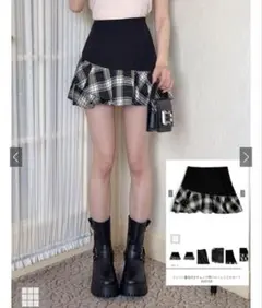 【美品】GRL インパン裏地付きチェック柄バルーンミニスカート