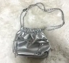 SHEIN ショルダーバック シルバー リボン付き