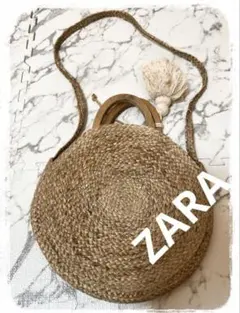 ☘️K2☘️ZARA ファイヤラウンドバッグ かごバッグ タッセル付き