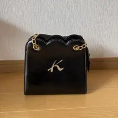 キタムラ チェーン レザーハンドバッグ ブラック