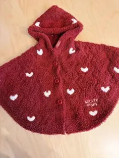 GELATO PIQUE ベビー　赤 ハート柄 ポンチョ　80-90cm