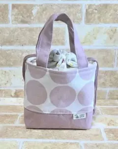 ピンクの水玉ミニ巾着バッグ